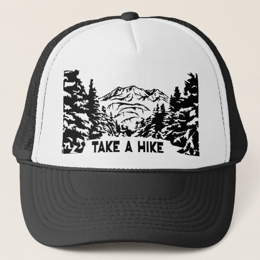 Neem een Hike quote monochrome berglandschap Trucker Pet (Voorkant)