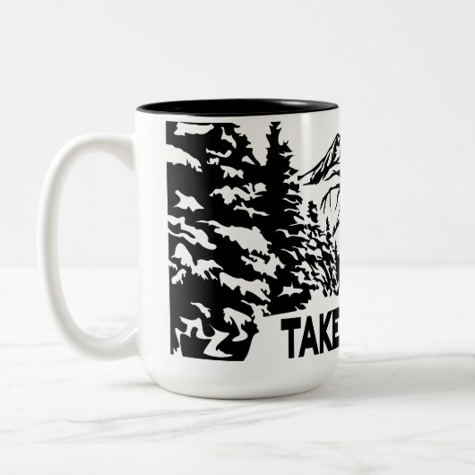 Neem een Hike quote monochrome berglandschap Tweekleurige Koffiemok (Links)