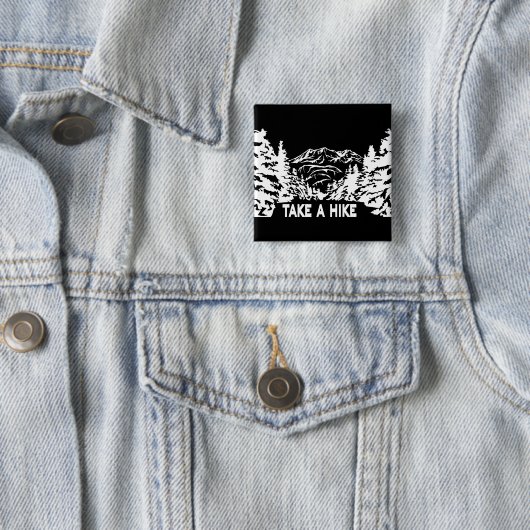 Neem een Hike quote monochrome berglandschap Vierkante Button 5,1 Cm (In situ)