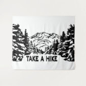Neem een Hike quote monochrome berglandschap Wandkleed (Voorkant (horizontaal))