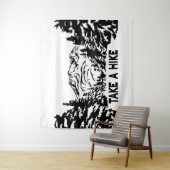 Neem een Hike quote monochrome berglandschap Wandkleed (In situ)