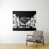 Neem een Hike quote monochrome berglandschap Wandkleed (In Situ (horizontaal))