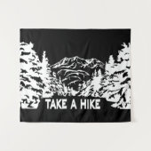 Neem een Hike quote monochrome berglandschap Wandkleed (Voorkant (horizontaal))