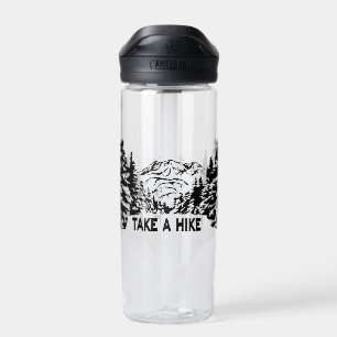 Neem een Hike quote monochrome berglandschap Waterfles