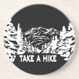 Neem een Hike quote monochrome berglandschap Zandsteen Onderzetter