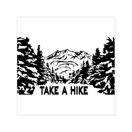 Neem een Hike quote monochrome berglandschap Zelfinktende Stempel (Design)