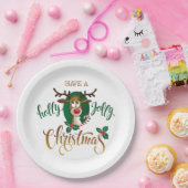 Neem een Holly Jolly Christmas rendier | FEESTDAGE Papieren Bordje (Feest)