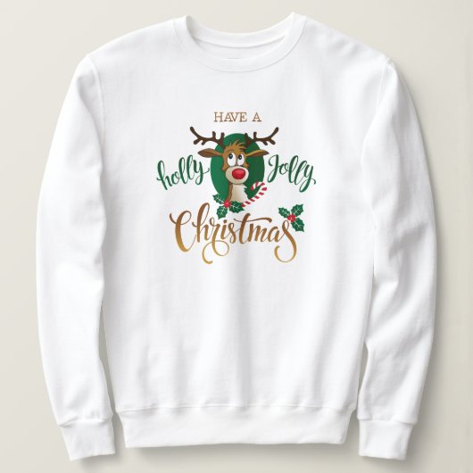 Neem een Holly Jolly Christmas rendier | FEESTDAGE Trui (Design voorkant)