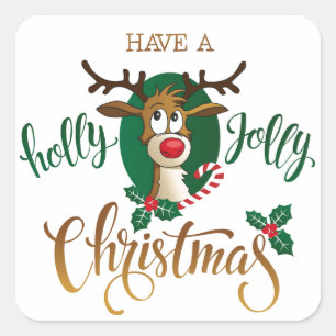 Neem een Holly Jolly Christmas rendier   FEESTDAGE Vierkante Sticker