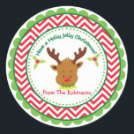 Neem een Holly Jolly Christmas Schattige rendier Ronde Sticker<br><div class="desc">Neem een Holly Jolly Christmas Schattige rendier Sticker</div>