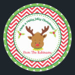 Neem een Holly Jolly Christmas Schattige rendier Ronde Sticker<br><div class="desc">Neem een Holly Jolly Christmas Schattige rendier Sticker</div>