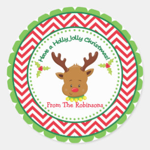 Neem een Holly Jolly Christmas Schattige rendier Ronde Sticker