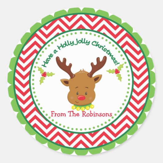 Neem een Holly Jolly Christmas Schattige rendier Ronde Sticker (Voorkant)