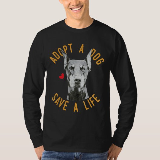 Neem een hond die een reddingsboei Doberman Pinsch T-shirt (Voorkant)