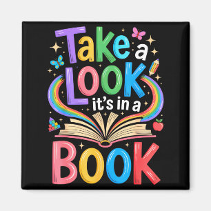 Neem een kijkje in een boek regenboog kunst boekwo magneet