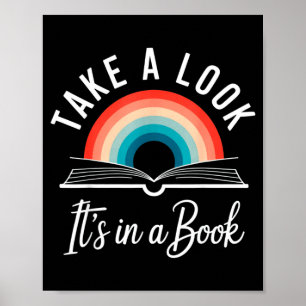 Neem een kijkje in een boek retro lezen boekworm poster