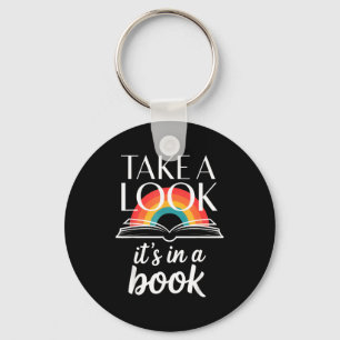 Neem een kijkje in een boek retro lezen bookworm sleutelhanger