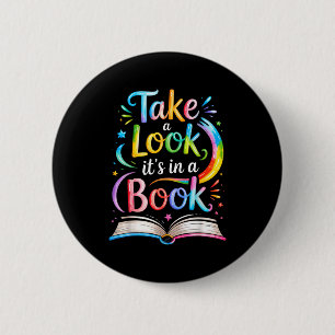 Neem een kijkje in een boek watercolor team boekwo ronde button 5,7 cm