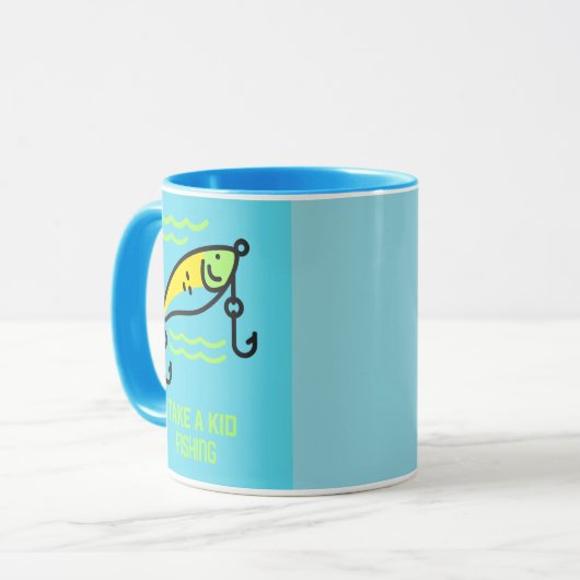 Neem een kind vissen mok (Voorkant links)