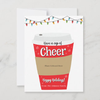 Neem een kopje Cheer Coffee Gift Kaart Houder