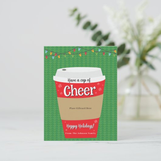 Neem een kopje Cheer Coffee Gift Kaart Houder (Staand voorkant)
