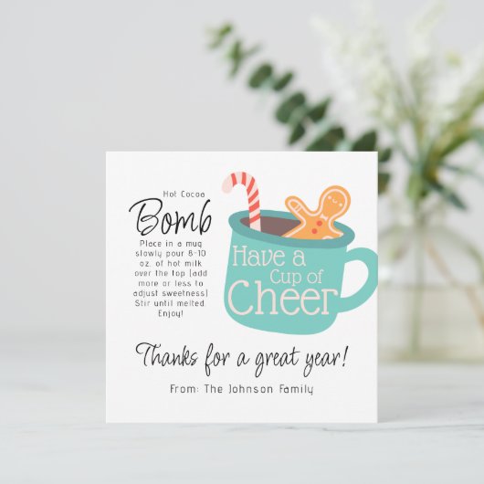 Neem een kopje Cheer Hot Cocoa Dank u kaart (Staand voorkant)