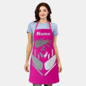 Neem een kopje Java Personalize Hot Pink Schort (Gedragen)