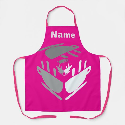 Neem een kopje Java Personalize Hot Pink Schort (Voorkant)