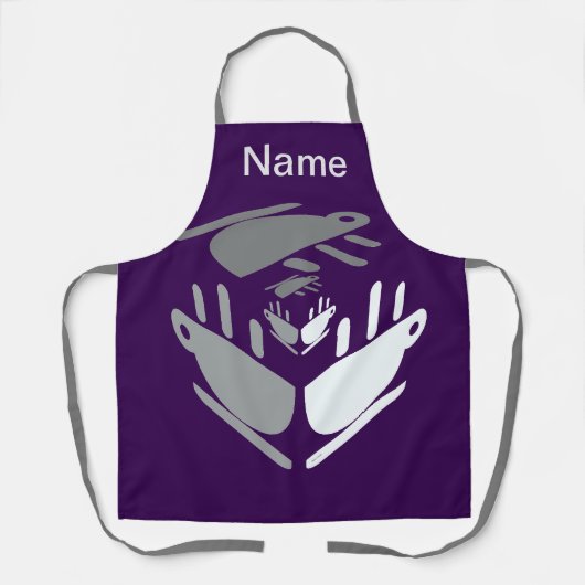 Neem een kopje Java Personalize Paarse Schort (Voorkant)