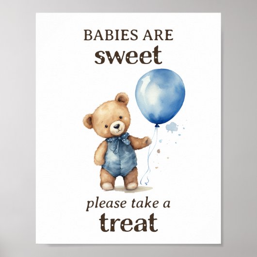 Neem een lekkernij Teddybeer Jongen Baby Shower Poster (Voorkant)