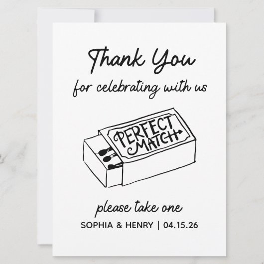 Neem een lucifersbord | Huwelijk Dank u (Voorkant)
