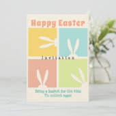 Neem een mandje voor de kinderen om paaseieren te  kaart (Staand voorkant)