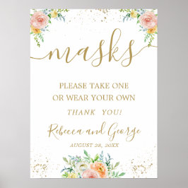 Neem een masker huwelijksbord bloemrijk poster