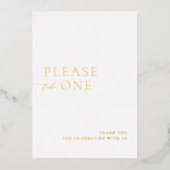 Neem een minimalistische bruiloft gunst Folie teke Uitnodiging (Voorkant)