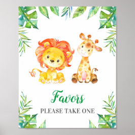 Neem één Oerwoud Safari Baby shower Poster