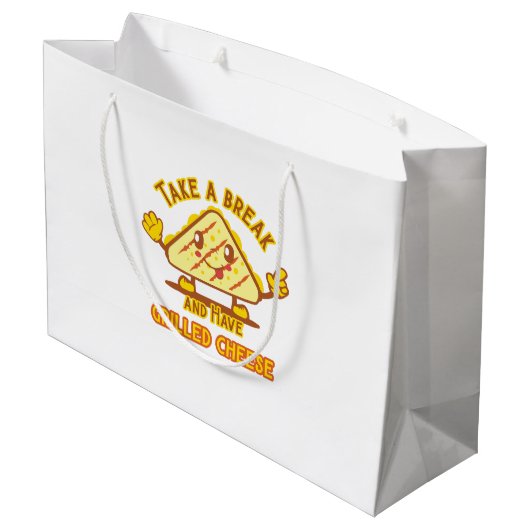 Neem een pauze en heb gegrilde kaas groot cadeauzakje (Achterkant Gekanteld)
