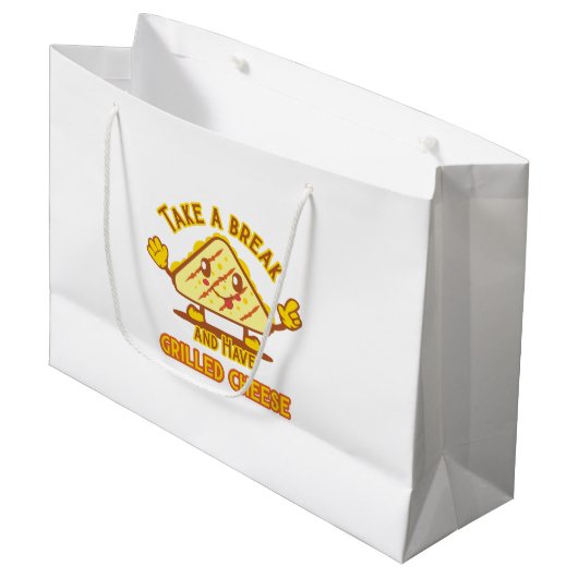 Neem een pauze en heb gegrilde kaas groot cadeauzakje (Voorkant Gekanteld)