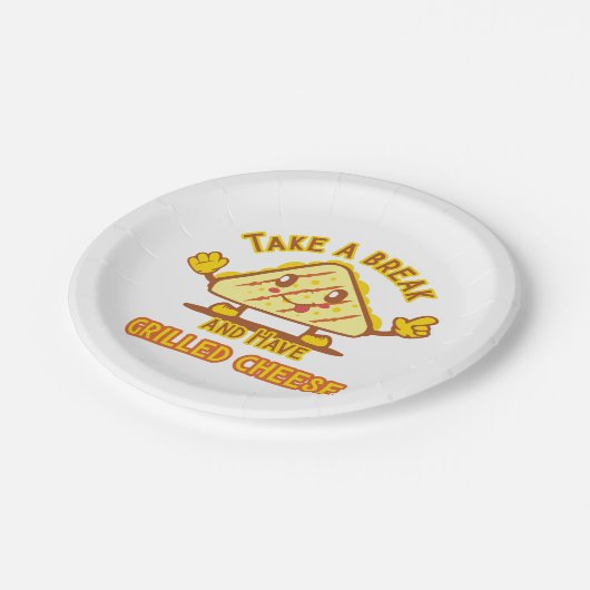 Neem een pauze en heb gegrilde kaas papieren bordje (Gekanteld)