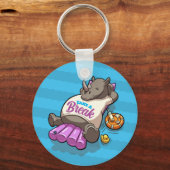 Neem een pauze Funny Relaxed Rhino Poolside Cartoo Sleutelhanger (Voorkant)