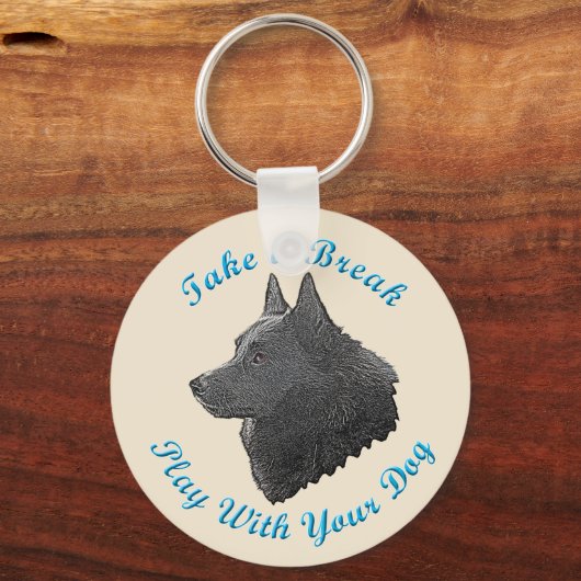 Neem een pauze (Schipperke) Sleutelhanger (Voorkant)
