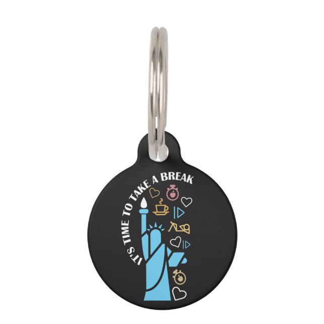 Neem een pauze verfrissend cool en leuk gevuld ont huisdierpenning (Voorkant)