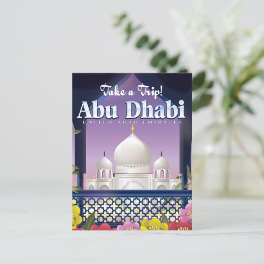Neem een poster voor het reizen naar Abu Dhabi Vin Briefkaart (Staand voorkant)
