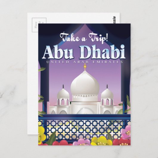 Neem een poster voor het reizen naar Abu Dhabi Vin Briefkaart (Voorkant / Achterkant)