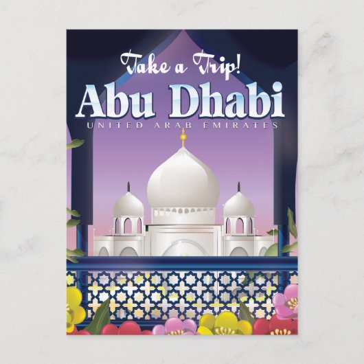 Neem een poster voor het reizen naar Abu Dhabi Vin Briefkaart (Voorkant)