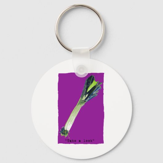 Neem een prei Fuchsia Sleutelhanger (Voorkant)