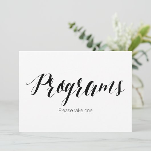 "Neem een programmaboekje" Huwelijksbord Kaart (Staand voorkant)