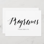 "Neem een programmaboekje" Huwelijksbord Kaart (Voorkant / Achterkant)