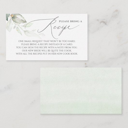 Neem een Recipe Greenery Vrijgezellenfeest mee Informatiekaartje (Voorkant / Achterkant)