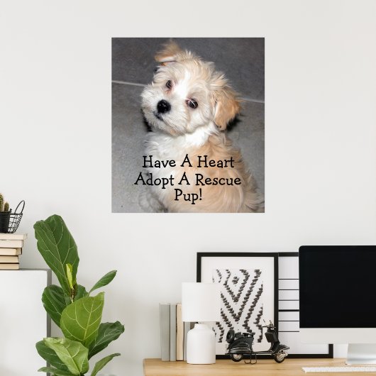 Neem een reddingspup aan! poster (Thuiskantoor)