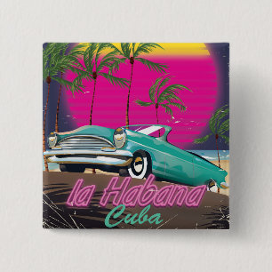 Neem een reis naar Cuba, poster van 1985 Vierkante Button 5,1 Cm